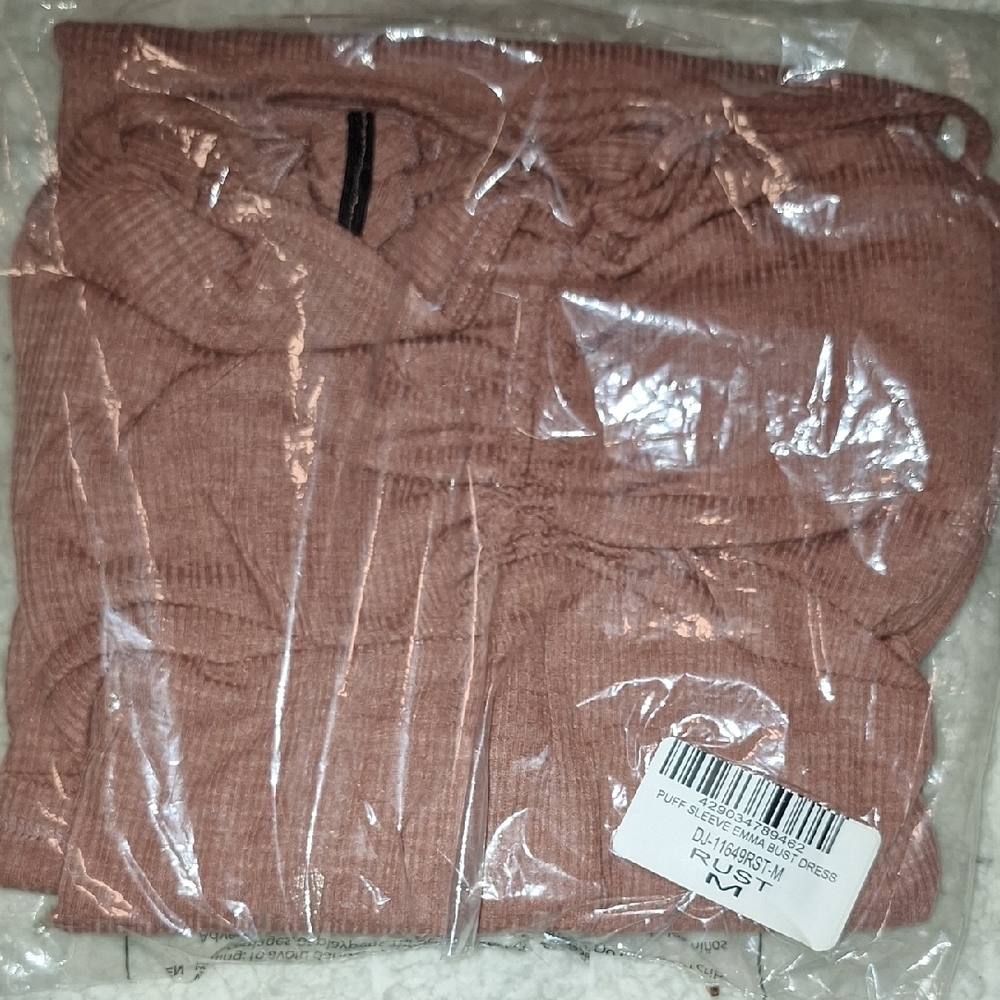 AMARYLISS Puff Sleeve Puff Rouched Dress in Rust - Picture 11 of 13